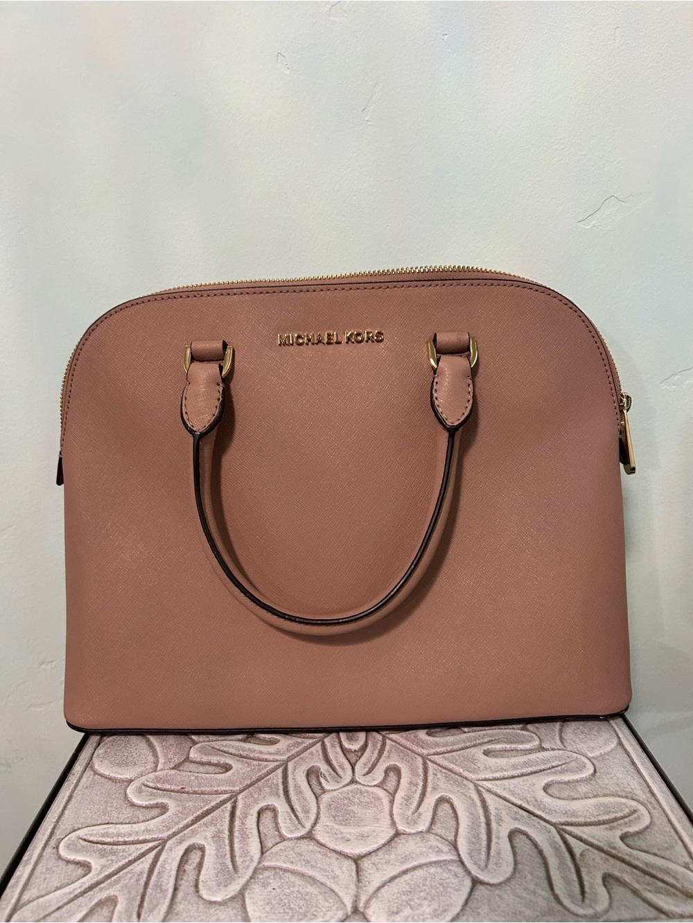 Michael Kors Dusty Rose Dome Satchel with Gold Hardware